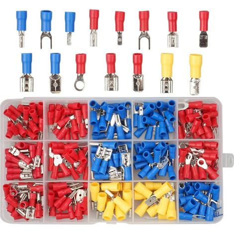 Enowelir Lot de 280 cosses électriques isolées - Outil à sertir isolé - Connecteurs de câble isolés - Assortiment de connecteurs de fils électriques (1/5)