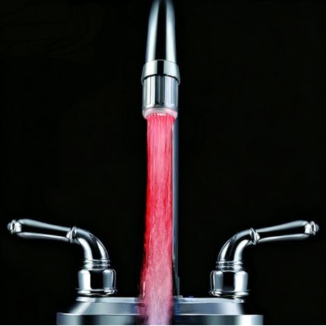 Feyfunns Robinet d'eau LED à changement de couleur automatique (rouge) - Robinet de cuisine et salle de bain LED rouge (rouge - 1 pièce) (1/5)