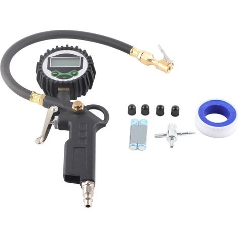Gonfleur de pneus LCD avec manomètre numérique, connecteur rapide 1/4in NPT, 200 PSI, pompe à air pour pneus de voiture. (1/5)