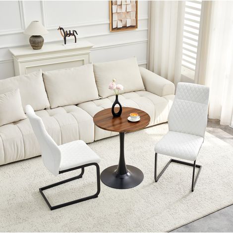 tavolo soggiorno con 2 sedie MDF metallo bianco noce HAVRYA (1/5)
