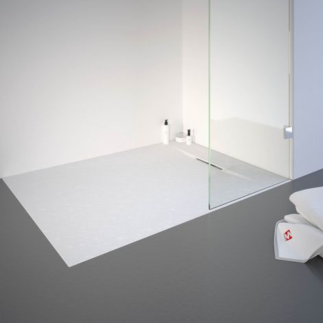Receveur de douche 90 x 120 cm de plain-pied, décor effet Pierre blanche, ultra léger, Schulte