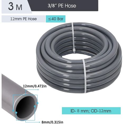 Tuyau d'irrigation PE Gx3M-12 mm (diamètre extérieur 12 mm) : raccords pour système d'arrosage goutte à goutte, té, coude droit, adaptateur de réparation. (1/5)
