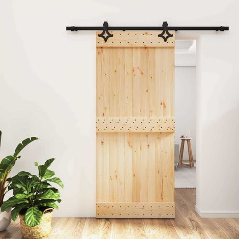 vidaXL Porta scorrevole Naturale e Nero 90 x 210 cm