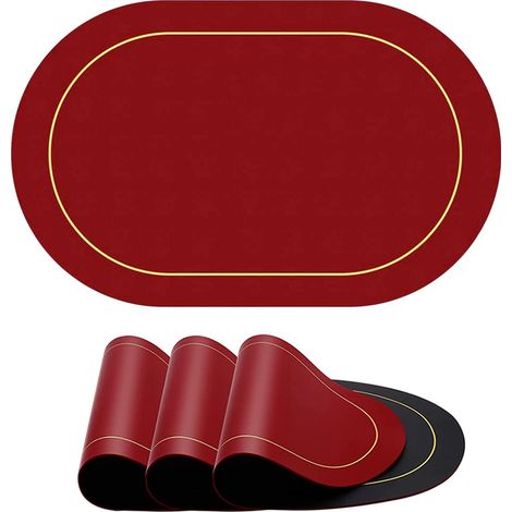 Sous-plat - PVC - Double Face Rouge et Noir - 45 x 30 cm - Pour Table à Manger et Restaurant - Lot de 4 (1/5)