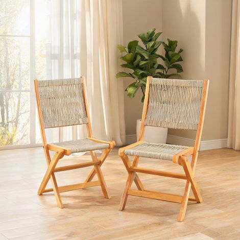 Fauteuil en bois d'acacia polypropylène 48 x 55,5 x 88 cm (1/5)