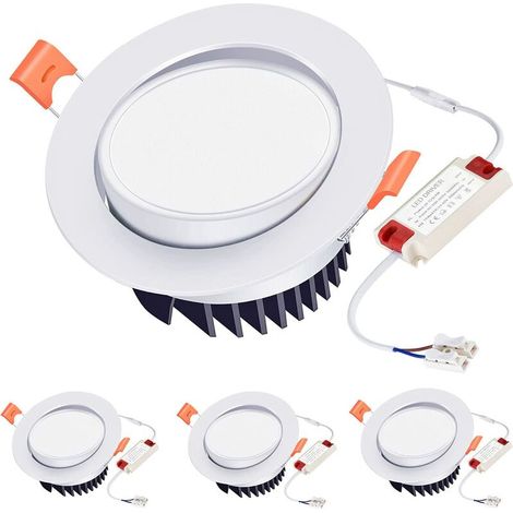 Spot Encastrable LED 12W Blanc Chaud 3000K Spot Encastrable LED Orientable à 40° pour Cuisine, Salle de Bain, Lot de 3 (1/4)