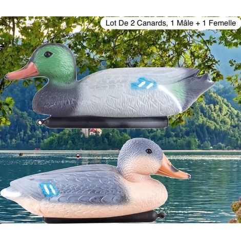 Lot De 2 Décorations De Bassin, 1 Màle + 1 Femelle Canard, Artificiel (1/5)
