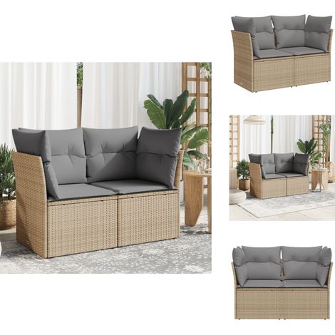 Canapé de jardin avec coussins 2 places beige résine tressée - Canapé De Jardin - Salon De Jardin - Meuble De Jardin - Résine Tressée - Rotin Synthétique (1/5)