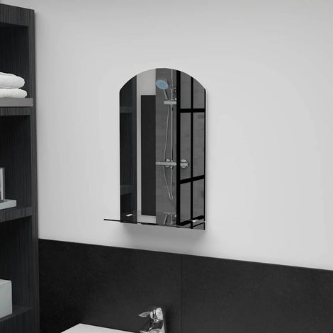 Miroir mural avec étagère en verre trempé 30 x 50 cm pour salle de bain, 2.09kg - PANGIVO (1/5)