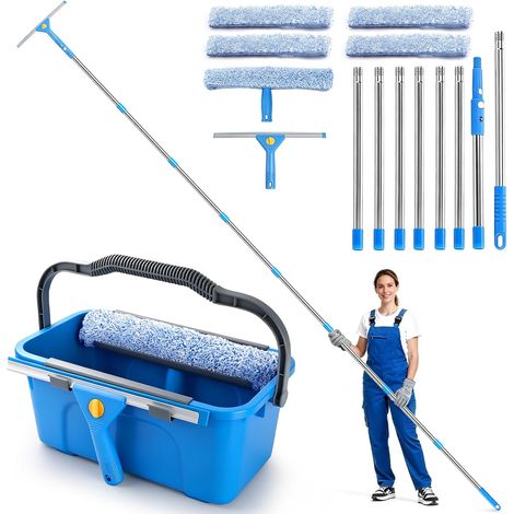 Window Cleaning Kit, 10.66 ft Telescopic Window Washer Including Bucket 12L (1/5)