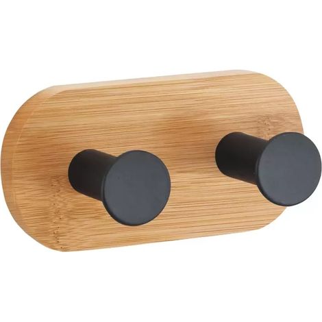 Gancho de pared doble YONO Bambú y Negro Mate MSV (1/5)