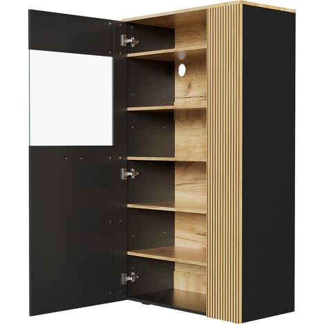 Vetrina contenitore con porta in vetro, LED 16 colori e ripiani regolabili (1/5)