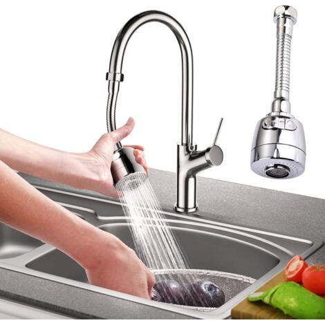 Kitchen and bathroom sink faucet extender, aerator, spray head adapter, 360° rotating, water saving, 2 modes, 1 pack (1/5)