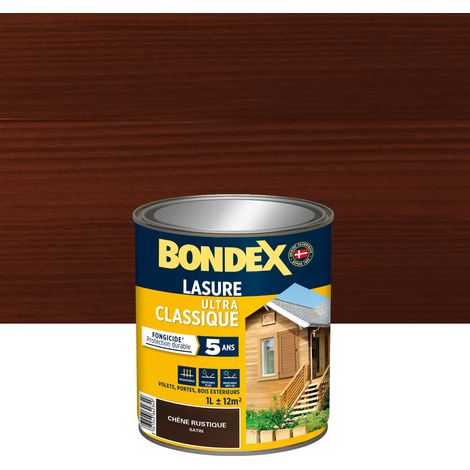 Bondex – Lasure extérieure fongicide 5 ans chêne rustique 1 L – Aspect satiné – Résines acryliques pour bois dur