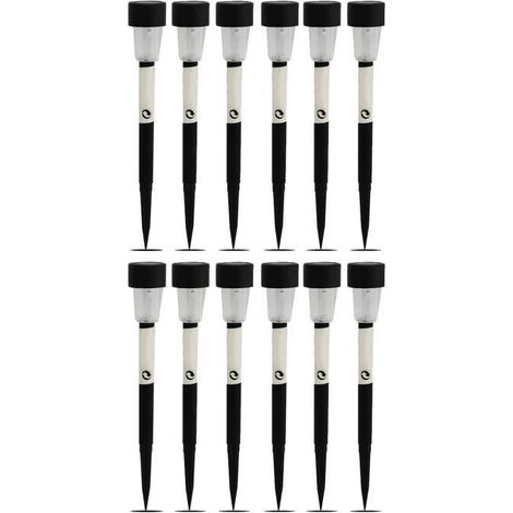 Lot de 12 lampe LED de jardin, borne solaire, éclairage solaire d'extérieur - Diamètre 4.5 x Hauteur 34.5 cm -JUANIO (1/3)