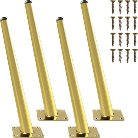Pieds de table basse réglables en métal de 30 cm, ensemble de 4 pièces doré, pieds de remplacement coniques pour meubles avec vis, adaptés aux armoires, lits, penderies, diamètre de 30 cm, doré. (1/5)