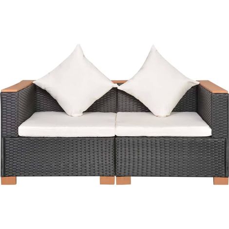 Divano da Giardino in Polyrattan Nero vidaXL