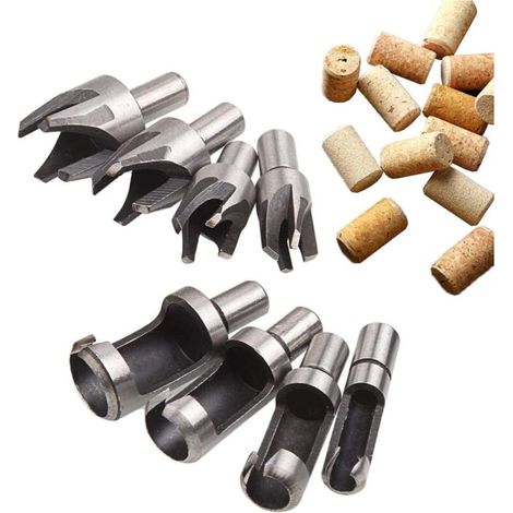 Tourillon Bois 8PCS HSS Foret Bois Fraise à Bouchonner,Fraise à Bouchonner Bois Mèche à Bouchon Bois Foret à Faire Cheville Outil de Coupe pour Faire une Bois Bouchon Cheville Tourillon Goujon Tenon D (1/5)