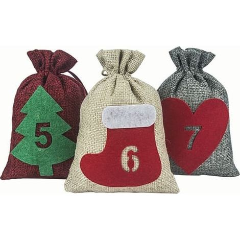24 sachets cadeaux calendrier de l'Avent de Noël, petits sachets à suspendre, sachets en feutrine pour le compte à rebours du Nouvel An, décoration de Noël (1/5)