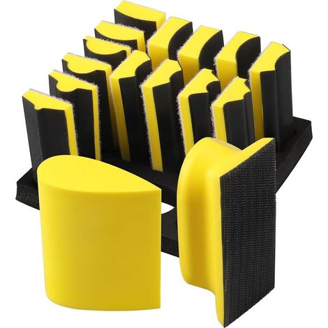 16-teiliges Set mausförmiger Klett-Schleifblöcke, Handpad mit Klettverschluss, konvexe und konkave Formen für... (1/4)