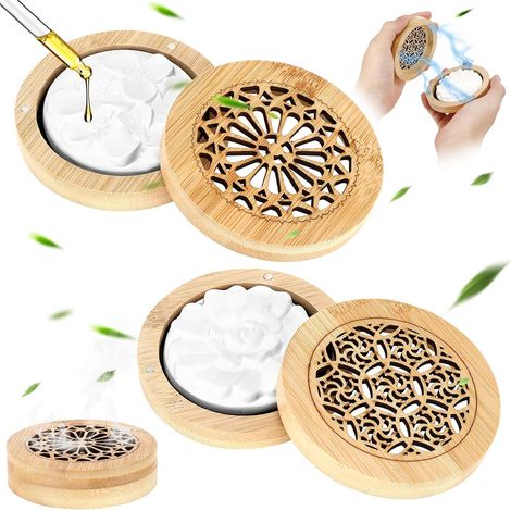 2 x Essential Oil Diffuser Stone with Wooden Box (1/5)