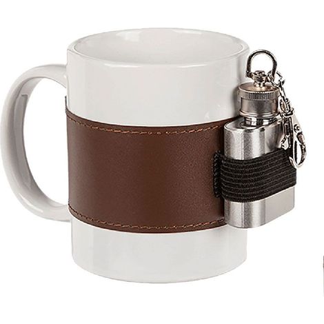 Tasse en céramique avec Petite flasque métallique