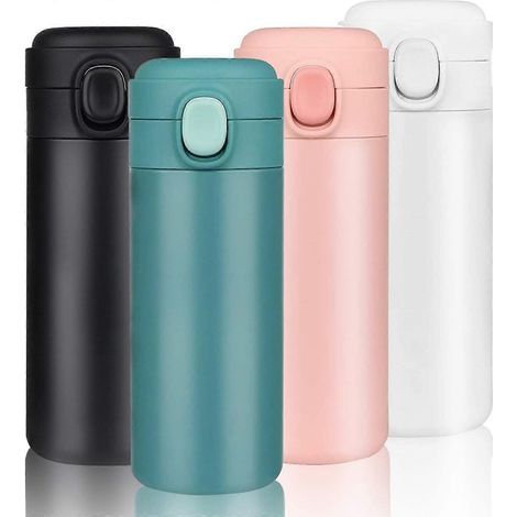 Bouteille isotherme de voyage 350 ml, thermos, acier inoxydable, étanche, pour boissons chaudes et froides (bleue) (1/5)