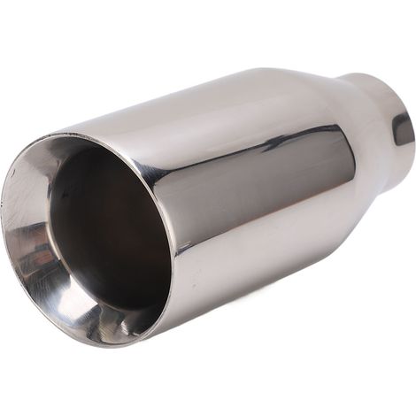 Embout d'échappement simple sortie argent acier inoxydable bord biseauté lisse tuyau échappement auto pour tuning 63mm 102mm 200mm (1/5)
