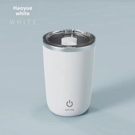 Taza de café eléctrica magnética automática fabricada en acero inoxidable 304, silenciosa y totalmente a prueba de fugas (blanca, 301-400 ml). (1/5)