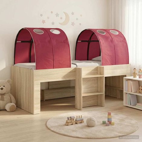 Cama con Túnel 3 uds. Roble Sonoma y Rojo Madera de ingeniería (1/5)