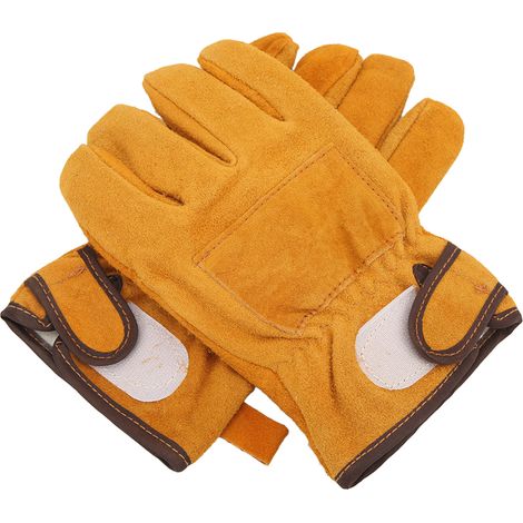 Paire de gants résistants à la chaleur ignifuges anti-feu non brûlants pour barbecue gril jaune court (1/5)