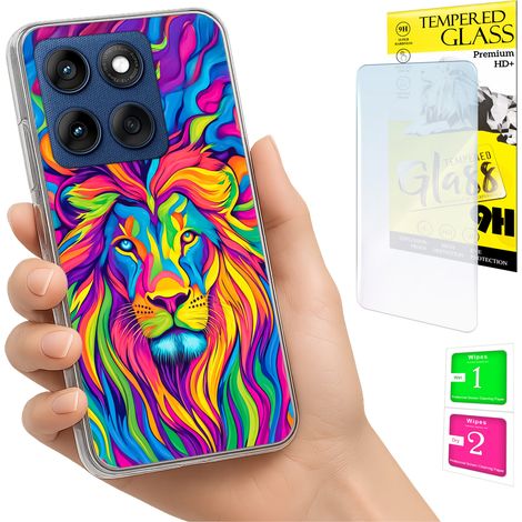 Custodia per Motorola Edge 60 Fusion / Edge 60 photo, retro in pelle di leone + vetro (1/5)