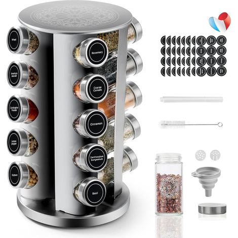 Rangement Vertical Rotatif pour Épices, Pot à Épices 20 100ml (1/5)