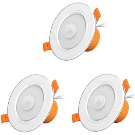 Plafonnier LED blanc avec capteur de mouvement – 3 pièces – Résistant à la corrosion – Éclairage intérieur pour salle de bain et restaurant – (1/5)