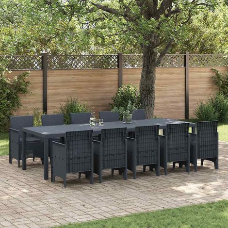 Set da Pranzo per Giardino 11 pz Antracite Rattan sintetico vidaXL (1/5)