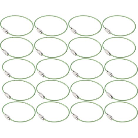20Pcs Wire Keychains Convex Lines Non Slip Delicate Spiral Head Smoothly Easily Rotate High Toughness Colored Key RingsGreen (1/5)