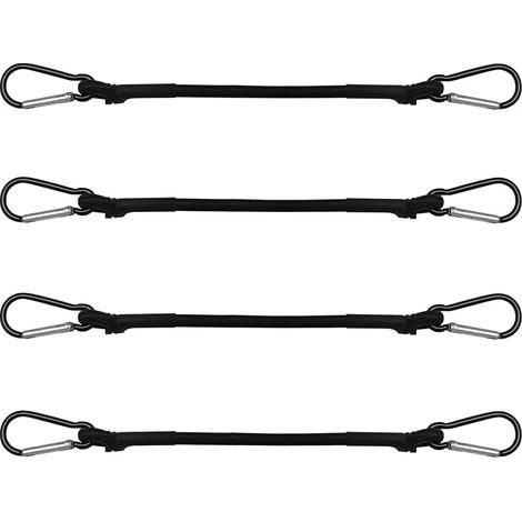 4 Pack Bungee Cord with Hooks - 30cm Expander with Carabiner, Elastic Straps with Hooks, Luggage Bungee Corners with Carabiner Hooks for Cycling, Outdoor (1/5)
