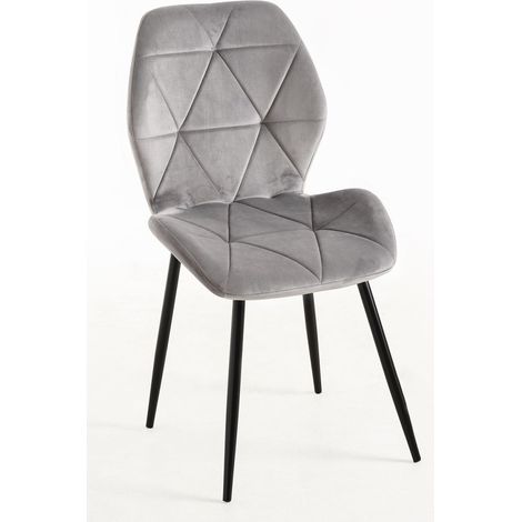 Sillas - Silla Sesel Terciopelo Patas Negras - Gris