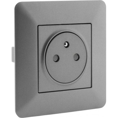 Prise affleurante 2P+T 16A titanium – Installation en surface – Bornes de connexion sécurisées – Conforme aux standards électriques – Artezo (1/8)