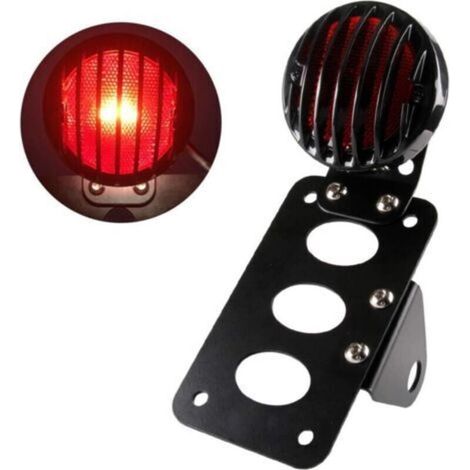 Feu arrière LED moto avec support plaque d’immatriculation, montage vertical/horizontal, compatible Harley, Bobber, Chopper, Honda, Yamaha, Suzuki, Kawasaki (1/5)