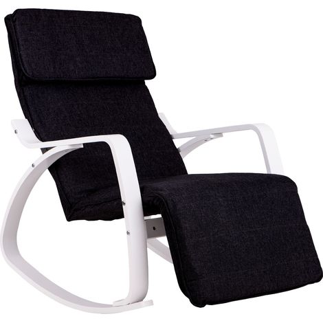 Mecedora reposapiés ajustable blanco y negro (1/5)