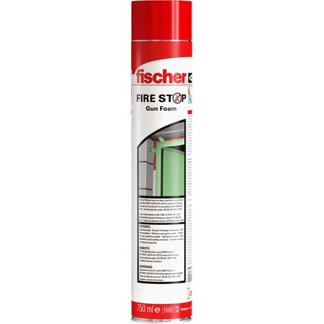 Fischer – Mousse polyuréthane expansive coupe-feu pistolable – Ignifuge pour espaces confinés – Excellente étanchéité aux fumées – 750ml (1/3)