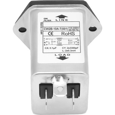 Filtre anti-parasitage EMI CW2B-10A T (001) avec porte-fusible, 2 en 1, sécurité simple, 125/250 V