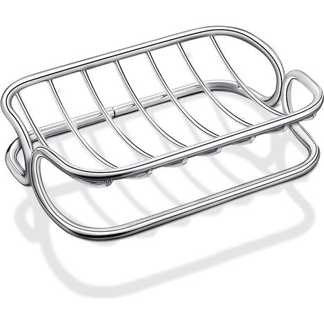 Jabonera de acero inoxidable con drenaje automático, soporte para esponja de metal resistente a la corrosión, apta para cuartos de ducha, baños y fregaderos de cocina. (1/5)