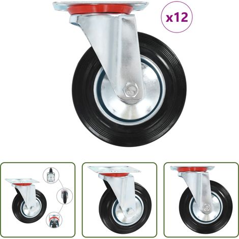 Roulettes en caoutchouc - 12 pcs Roulettes pivotantes 160 mm (1/5)