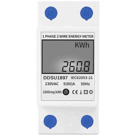 Compteur Électrique Rail DIN Monophasé - Mesure Précise 80A - Installation 1F/2F - Pour Tableaux Électriques Professionnels (1/4)