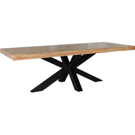 Mesa de comedor de madera marrón y patas de hierro 240x100x76h cm (1/5)
