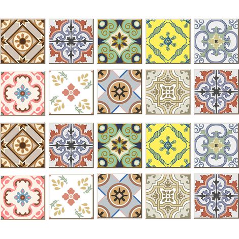 20 pièces mosaïque carreaux de mur autocollants cuisine salle de bain carreaux autocollants b 15x15 cm (1/5)