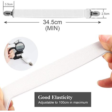 Verstellbare Bettlakenspanner, 8 Stück, Lakenspanner mit Metallclips, elastische Lakenspanner, Spannbettlakenspanner, Matratzenspanner für Bettecken, Kinderbetten, Bügelbretter, Matratzen oder Sofas (