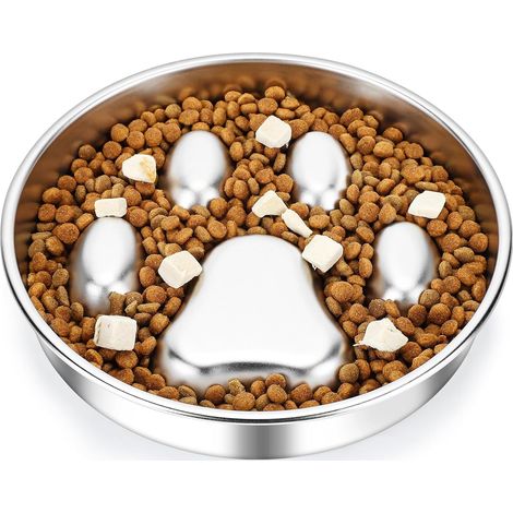 Gamelle anti-glouton inox , alimentation lente favorisant digestion saine chien
